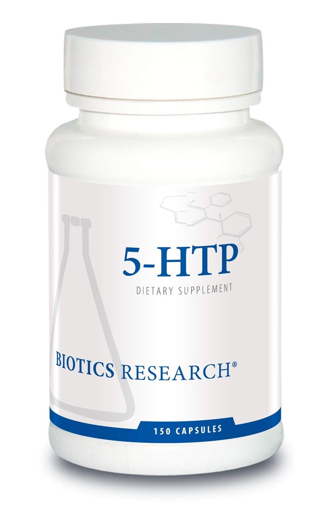 Biotics Research 5HTP 50mg 5HTP Brain Health Promove calmamente relaxado senso geral de bem-estar, produção de serotonina, 150 cápsulas