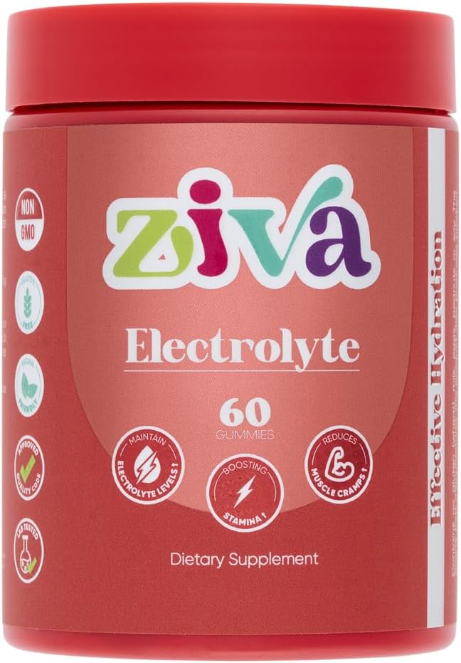 Gummies Ziva Electrolyte – Hydration and Energy Support for Rapid Rehydration – Electrolytes for Athletes, Runners & Active Lifestyles – 60 Count