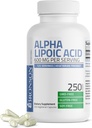 Bronson Alpha Lipoic Acid 600mg Free Radical Scavenger Suporta Saúde - Não-GMO, 250 Cápsulas Vegetarianas (125 Servings)