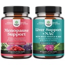 Pacote de suplemento de menopausa para flashes quentes com Dong Quai Vitex Caste Berry & Cohosh preto e suporte de fígado NAC - Cardo de leite N Acetil Cysteine com açafrão, cholina, dente-de-leão & L-Glutationa