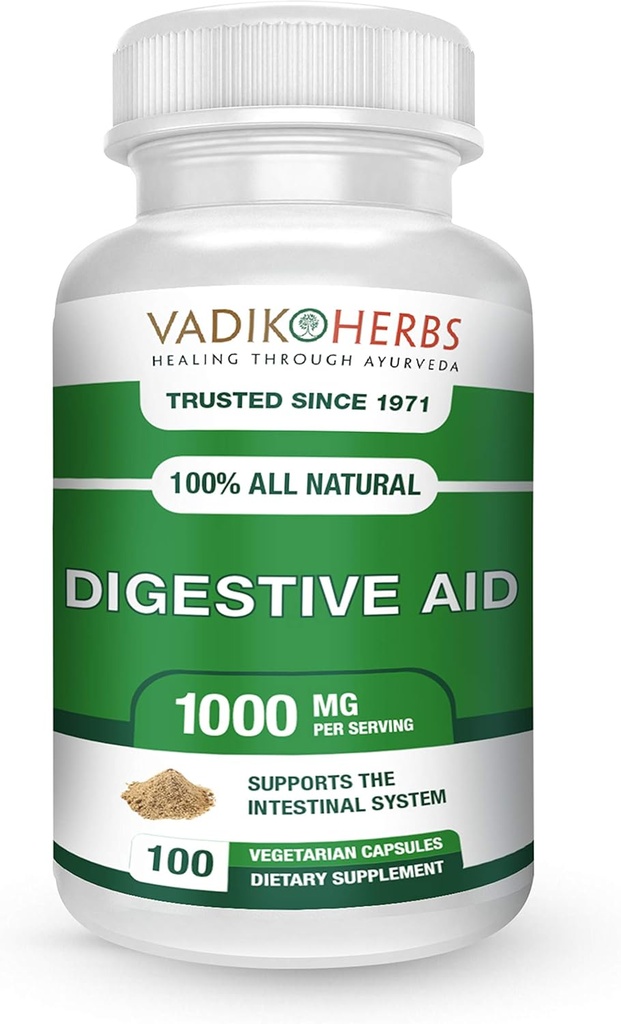 Certified Organic Vadik Herbs Digestive Aid Herbal Dietary Supplement (Suporte dietético de ervas) apoia o sistema intestinal, promove a função intestinal normal (1 pacote)