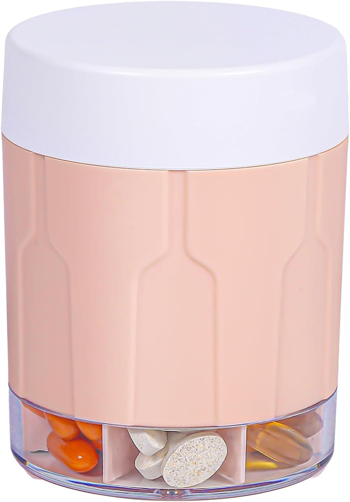 Betife extra grande suplemento organizador, garrafa de organizador de pílulas semanal, dispensador diário de pílulas com 7 grandes compartimentos, organizador para segurar 7 dias de medicação de vitamina, 21 rótulos e uma escova de limpeza (rosa)