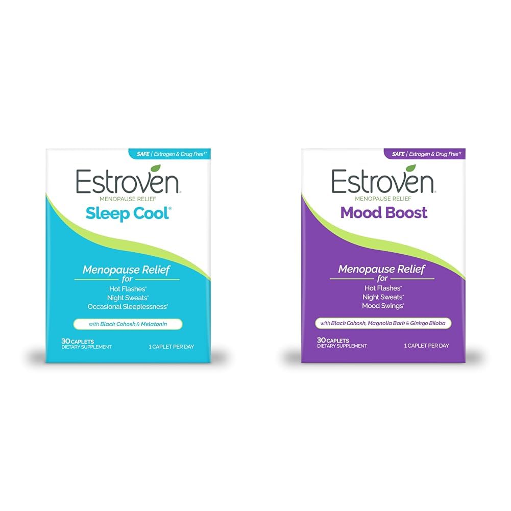 Estroven Sleep Cool for Menopause Relief, 30 Ct, Supply Supplement & Mood Boost for Menopause Relief - 30 Ct. - Ingredientes clinicamente comprovados