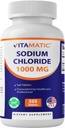 Cloreto de sódio vitamático 1000mg – 365 comprimidos Eletrolisador e suporte de hidratação – Não-GMO, sem glúten