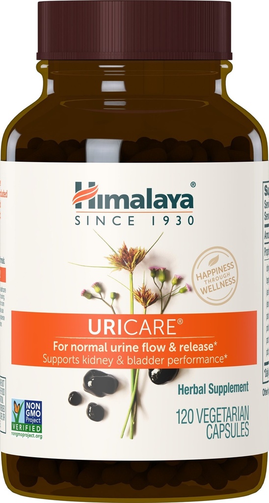 Himalaya UriCare – Herbal Rim & Besouro Suporte com Shilajeet, Didymocarpus & Pasanabheda – Promove o trato urinário Saúde & Fluxo urinário confortável – Não-GMO, Gluten-Free, Vegetarian – 120 Cápsulas