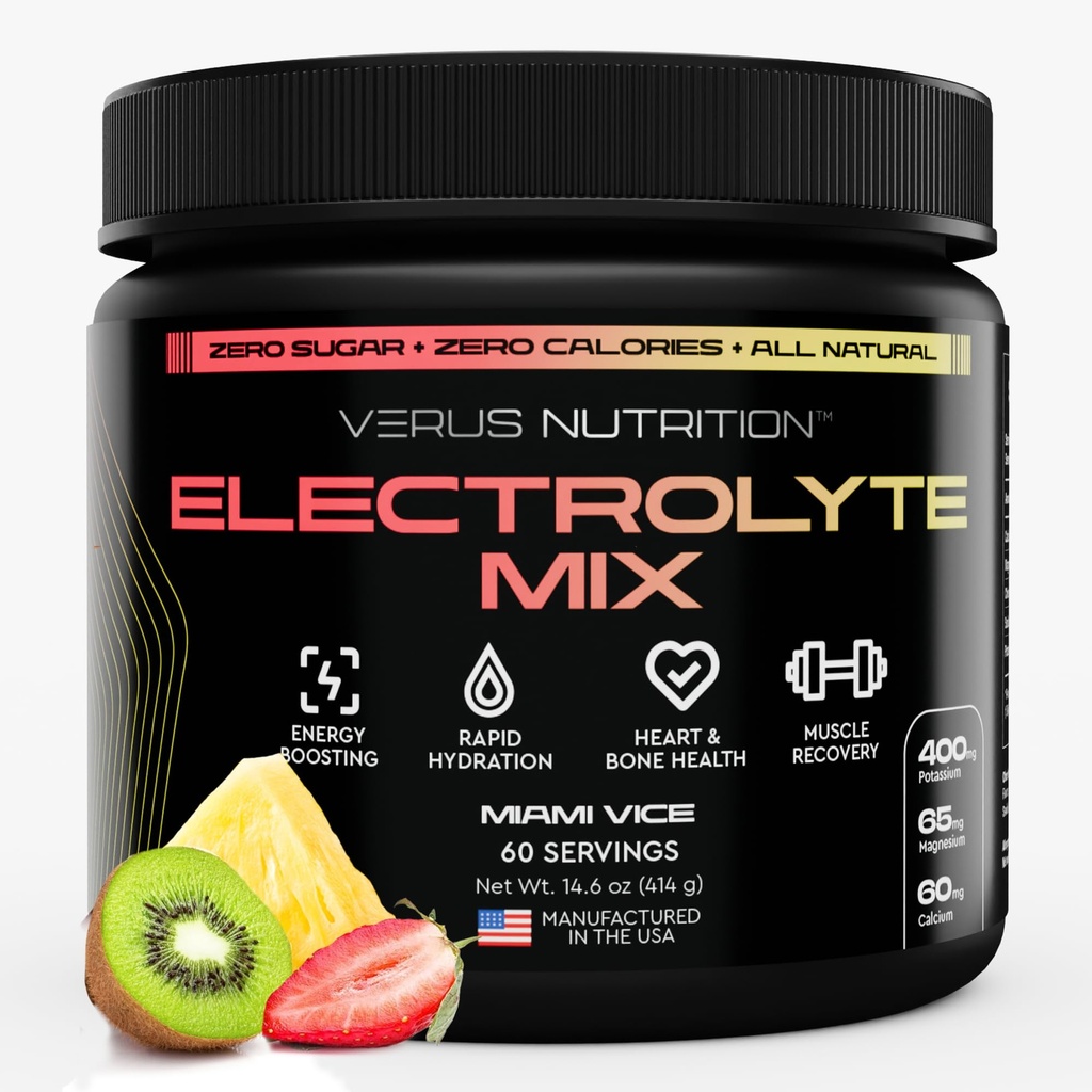 Eletrólitos pó sem açúcar- Zero caloria hidratação em pó - Açúcar Eletrólitos gratuitos para jejum, Keto & Vegan - Ingredientes naturais Eletrolítico Mix, 60 Servings