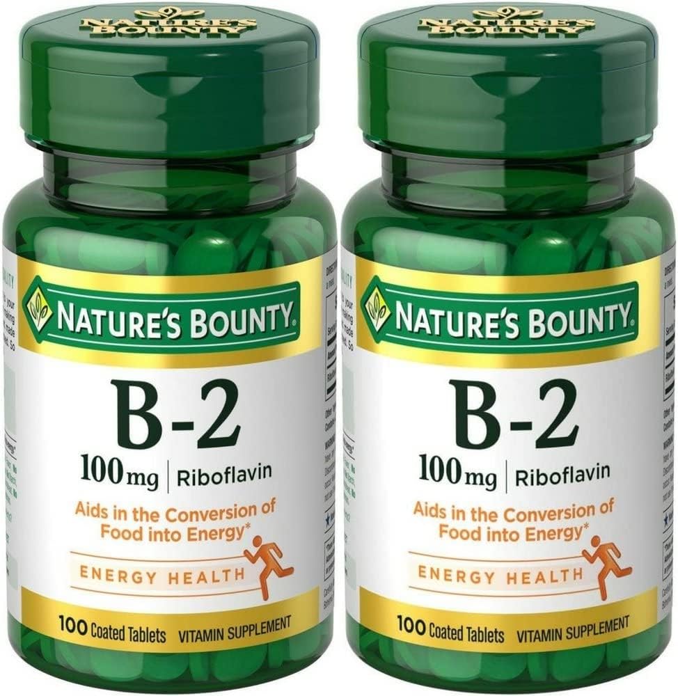 recompensa da natureza, vitamina B-2, 100 mg, 100 comprimidos - pacote de 2