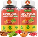 Pigmentos de berbere lipossomais orgânicos + berberina HCL + alcaçuz, Berberina Suplemento com canela Ceilão, Melona amarga, Fibra para digestão, Alcachofra para fígado, Saúde geral, Açúcar grátis