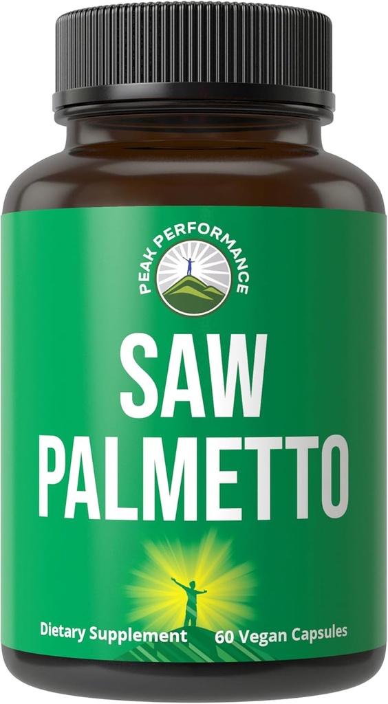 Peak Performance Saw Palmetto Cápsulas para Homens e Mulheres 1000mg All Natural Saw Palmetto Extract Pills. DHT Blocker Suplemento para perda de cabelo.