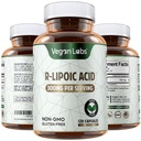 Vegan Labs R-Lipoic Acid 300MG, 120 Vegan Cápsulas- Suporta Energia Celular e Proteção Antioxidante- Glúten Livre, Não-GMO, Estabilizado R-ALA Suplemento - 4 Mês de Fornecimento