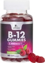 B12 Vitaminas Gummies Energia 3000 mcg - Força extra B 12 Gummy para Metabolismo e Sistema Imune Suporte - Chewable Dietary B12 Suplementos para Adultos e Crianças Cafeína Free Gummy Vitamina - 60 Gummies