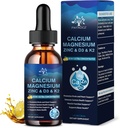 (4 Pack) 10 em 1 cálcio Magnésio Zinco Suplemento, Magnésio Glicenato Complexo Drops Líquidos com vitamina D3 K2 B6, Vegan Citrato de cálcio osso & Imune Saúde Suporte, Dormir & Cães, Boron, 1 Fl Oz