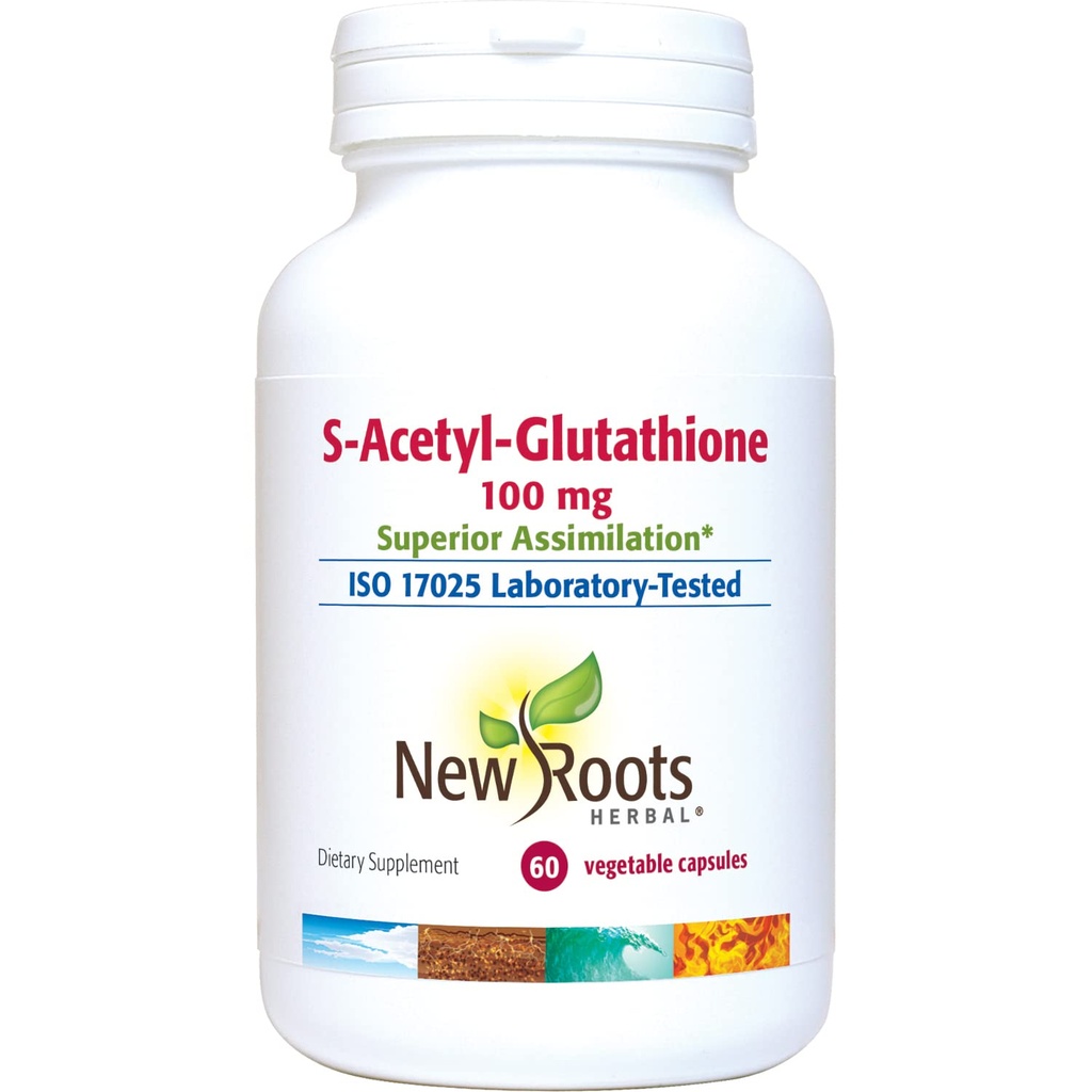 NOVAS ROOTS HERBAL S-Acetil-Glutationa, 100mg □ Assimilação Superior □ Apoio ao Envelhecimento e Imunidade Saudável (60 Veg Caps)