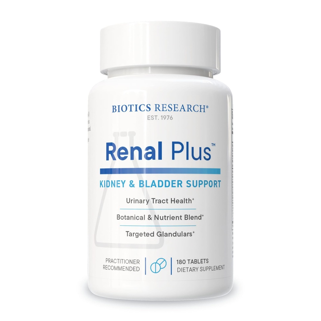Biotics Research Renal Plus – Apoio Botânico, Glandular e Nutricional para Função Renal Optimal. Saúde do Rim & Suporta Função Urológica – Ulva ursi, Buchu Leaf, Echinacea, Cranberry-180Tabs