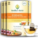 Chá Echinacea Premium com zinco (Pacote de 4, 88 sacos de chá) - Chá saudável descafeinado para a saúde imunitária - Sacos de chá de ervas orgânicos w / Ingredientes naturais - Presentes de chá ideal para amantes de chá