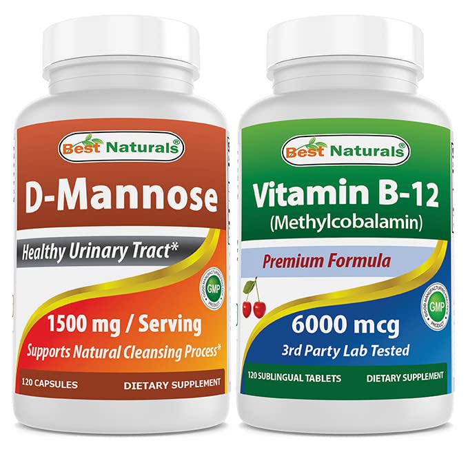 Melhores naturais D-Mannose 1500 mg & Vitamina B12 6000 mcg