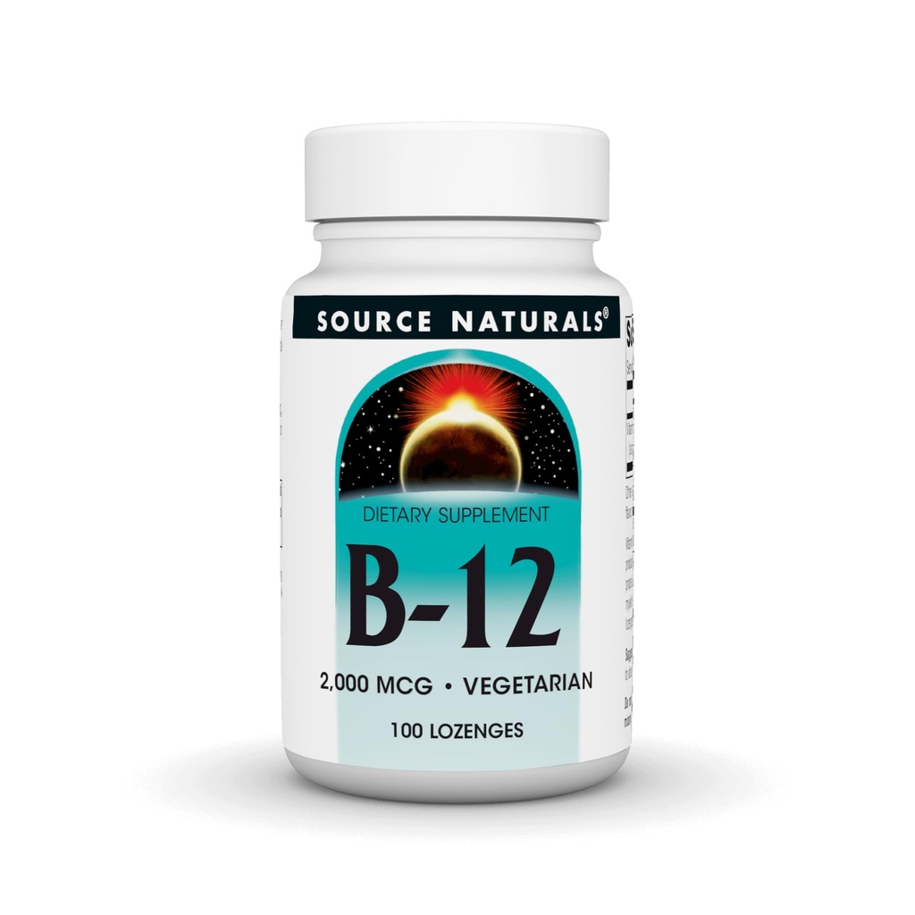 Fonte Naturals Vitamina B-12, 2000 mcg Suporta Produção de Energia - 100 Lozenges