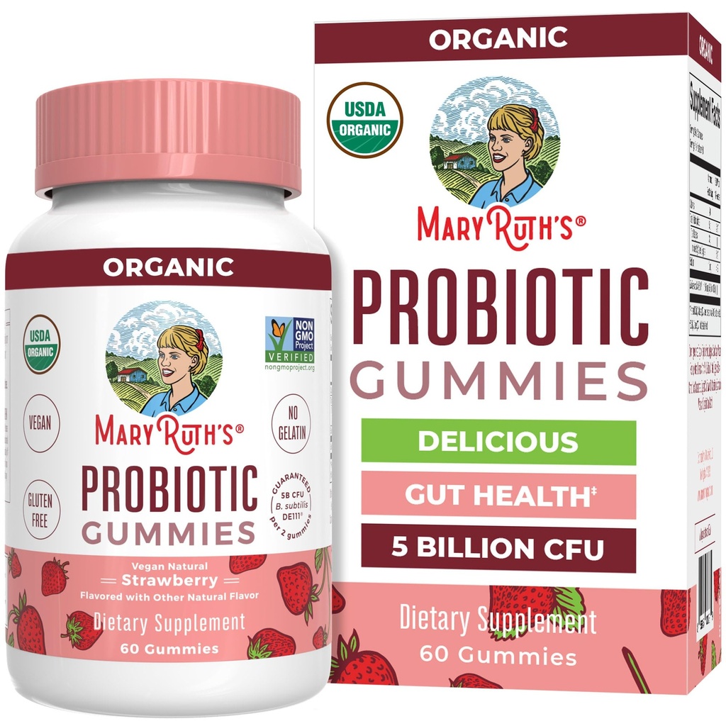 MARYRUTH'S USDA Orgânico Probiótico Gummies Probiótico Digestivo Suporte Imune Suplementar de Saúde Digestivo & Gut 5 bilhões UFC Vegan