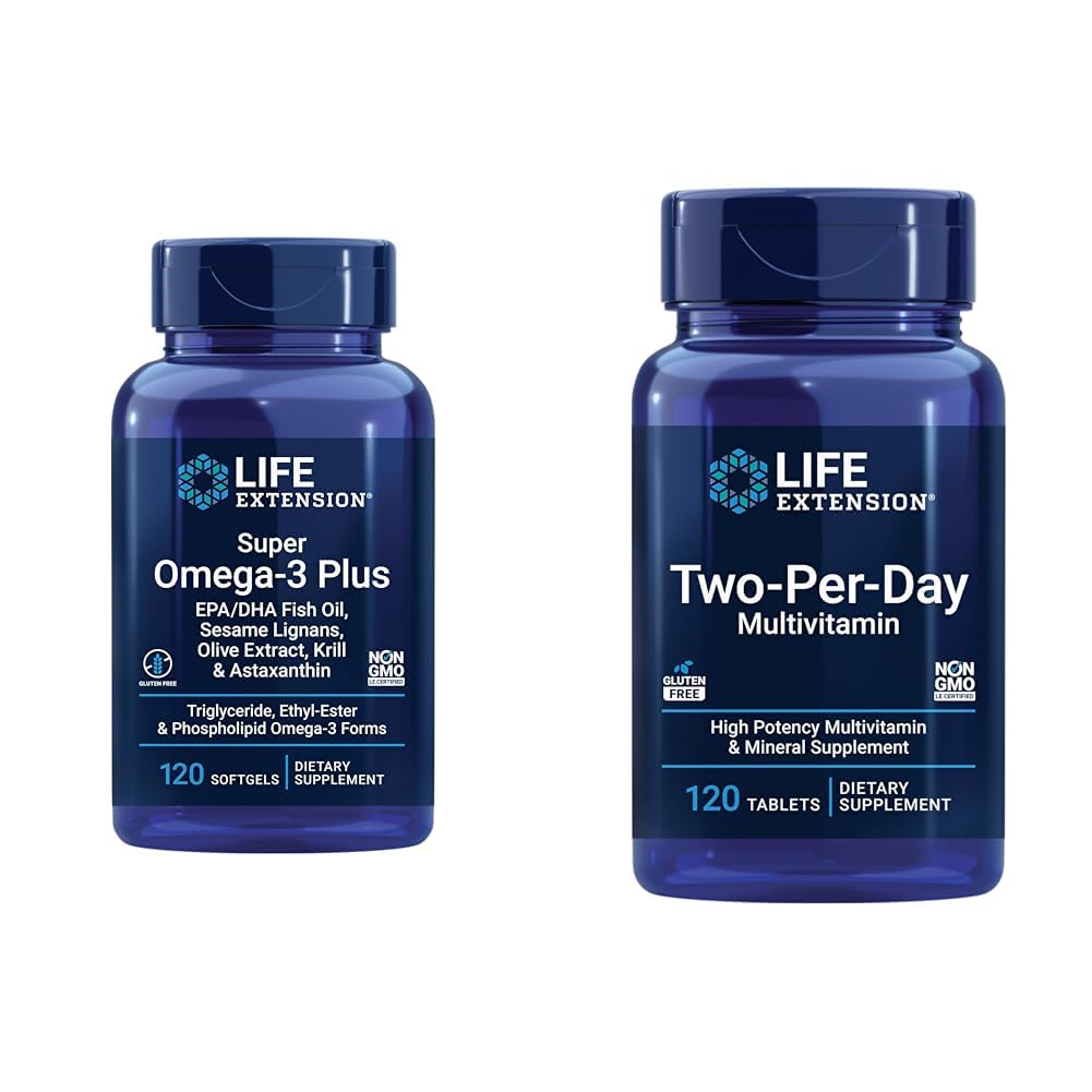 Extensão de vida Super Omega-3 Plus EPA / DHA óleo de peixe, Sesame Lignans & dois-por-dia alta potência multi-vitamina & Suplemento mineral