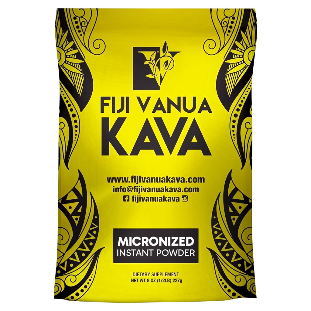 Fiji Vanua Kava Micronized Kava Pó, portátil e fácil de preparar Kava Root, sem treinamento necessário, Puro e forte pó de bebida, 8 onças