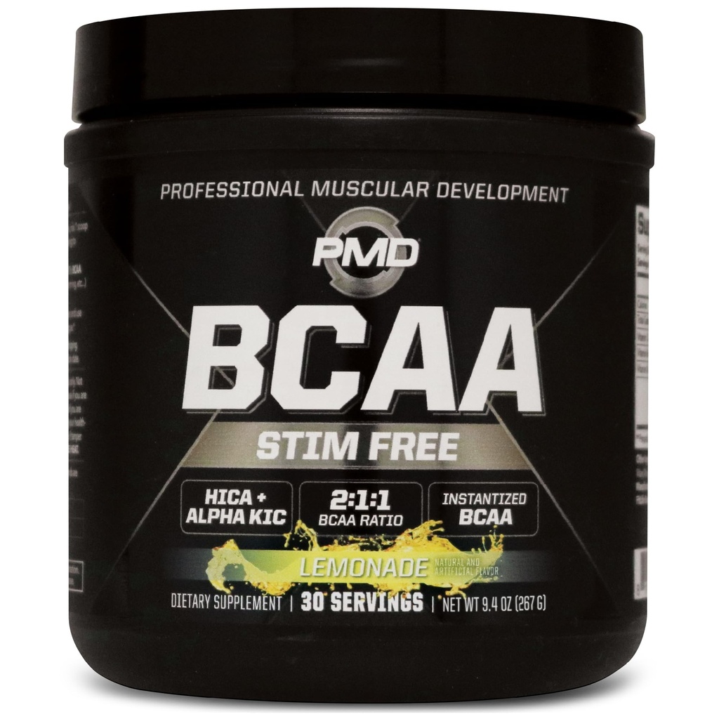 PMD Sports BCAA Stim-Free Amino Acids - Melhor desempenho de treino, recuperação melhorada, energia diária, Muscle Builder, e Muscle Sparing - BCAA Powder Drink Mix - Limonada (30 Servings)