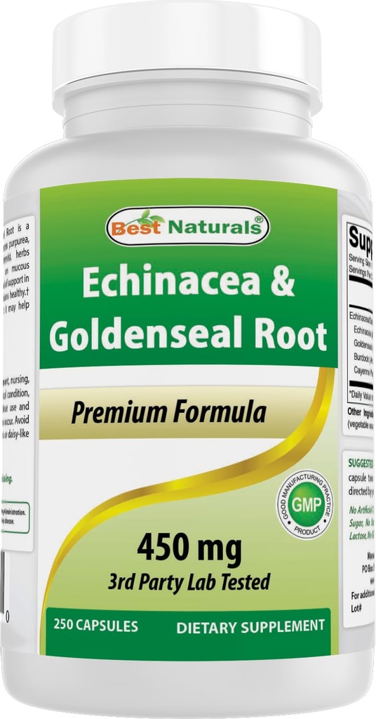 Melhores naturais Echinacea Goldenseal 450 mg 250 Caps