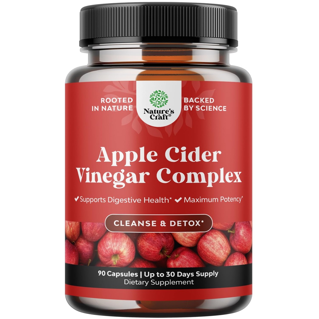 Cleansing Apple Cider Vinagre Cápsulas - ACV Cleanse e Detox Pills para Gut e Saúde Digestiva com Slimming Cayenne - Cápsulas ACV de força extra para Gut Cleanse e Full Body Detox (30 Servings)