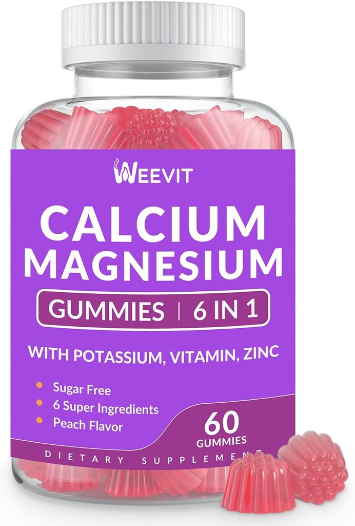Açúcar sem pastilhas de cálcio Suplemento 600mg, gomas de zinco de magnésio de cálcio com vitamina D3 K2, potássio, alta absorção CA Gummy para osso, dentes e músculo