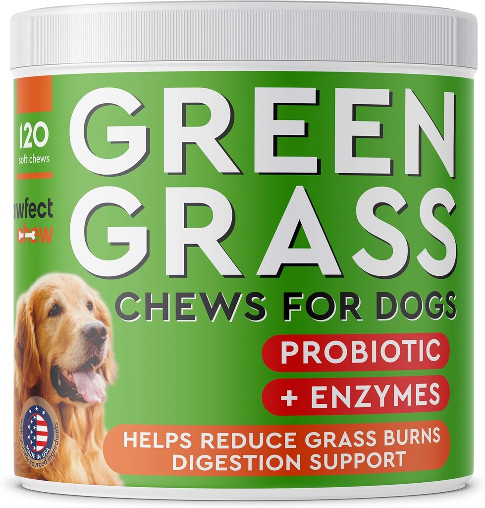 PAWFECTCHEW Dog Pee Grass Helper - Tratamento de Relva para Urina Dog - Neutralizador de Urina Dog para Burn Spots - Dog Pee Lawn Repair Treats com Probióticos - Made in USA - 120 Chews