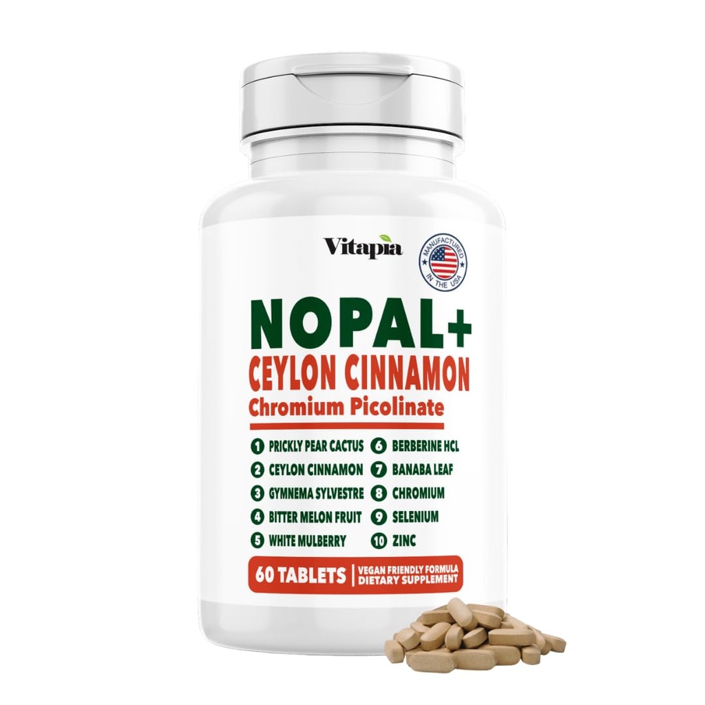 Vitapia Nopal Cactus Extract para Antioxidante, Pele, Metabolismo, Bem-Estar, Apoio à Saúde do Coração - 60 Cápsulas Multi - Não OGM, Suplemento sem glúten