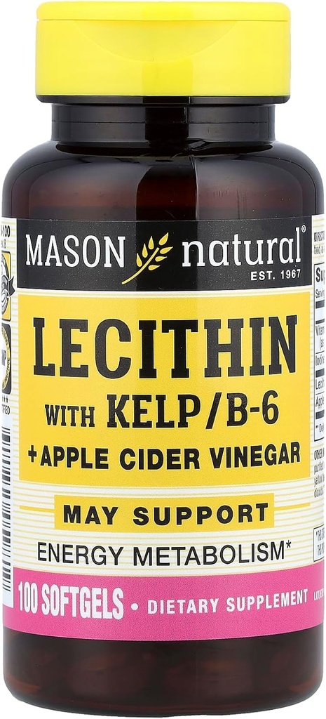 LECITINA NATURAL MASON com KELP, B 6 Plus Cider Vinagre