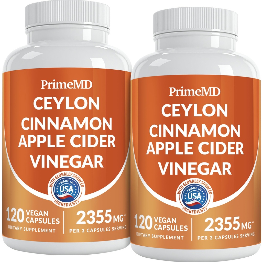 Cápsulas de Cinnamon de 5 em 1 Ceilão 2355mg - Cápsulas de Vinagre de Cidra de Apple com Açafrão, Panax Ginseng e Bioperine (120 Count, Pack of 2)