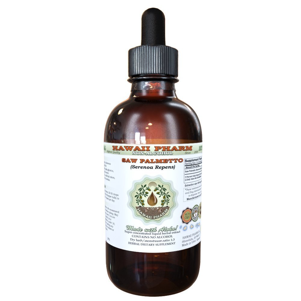 Saw Palmetto Alcohol-Free Liquid Extract, Organic Saw Palmetto (Serenoa Repens) Berry Glicerite seca Suplemento de ervas naturais, Hawaii Pharm, USA 2 fl.oz