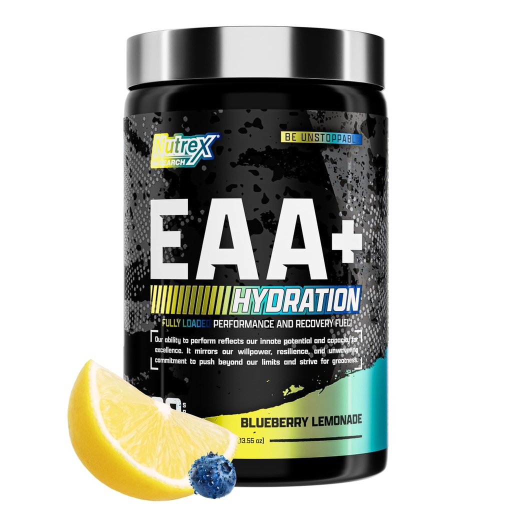 Nutrex Research EAA Hydration (Hidratação) EAA + BCAA Powder (Hidratação) Recuperação muscular, força, muscle building, resistência 8G Aminoácidos Essenciais + Eletrolíticos