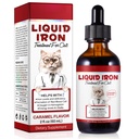 Ferro Líquido para Gatos, Gotas de Ferro Líquido para Gatos Suporta Anemia, Baixo Nível de Energia e Letargia Gatos- Melhorar Níveis de Energia e Vitalidade, Pet Suprimentos Suplemento de Vitamina Gato, Caramel Sabor - 2 fl.oz