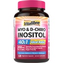Inositol Supplement, Myo-Inositol & D-Chiro Inositol Fertilidade Suplementos para Mulheres, 40:1 Razão Ideal, Equilíbrio Hormônio e Suporte Ovariano, 120 Cápsulas Vegan