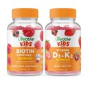 Crianças Biotina Vidal + Vitamina D3 + Vitamina K2 Crianças, chicletes Bundle - Grande degustação, Suplemento de Vitamina, Gluten Free, GMO livre, chiclete mastigável