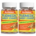 Gummies de Curcumina Cúrmica 500mg, com Extrato de Raiz Cúrmica, Raiz de Ginger, Extrato de Pimenta Negra, Suporte Antioxidante, Gummies de sabor laranja, 60 Count (Pack of 2)