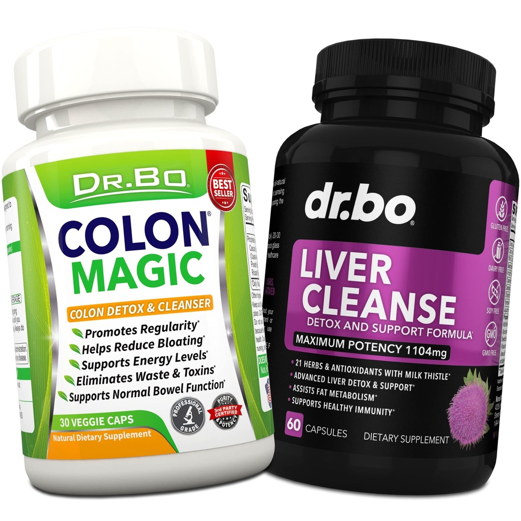 Colón Cleanse & Liver Cleanse Detox suplemento de suporte - Pills Natural Bowel Cleanser para bloating intestinal & alívio diário da constipação - Milk Thistle Dandelion Caps & Aid Suplementos de vesícula biliar