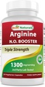 Melhores Naturals L-Arginina NO Booster Tripla Força 1300 mg Servindo 120 Veg Cápsulas - Feito com L-Arginina, AAKG, L-Citrulina, Beterraba em pó