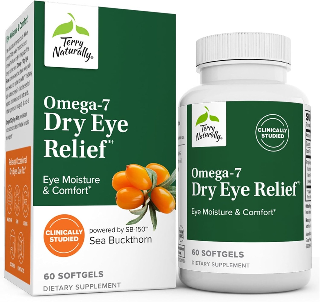 Terry Naturalmente Omega-7 Seco Olho Alívio - 60 Softgels - Humidade e Conforto Olho - Não-GMO, Gluten Free - 60 Servings