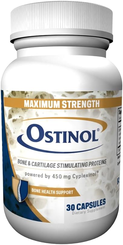 Ostinol Maxiumum Força 450mg. Osso e Suplemento Conjunto. Ativação de células-tronco Certified. Complexo de proteína bioativa para perda óssea moderada e disfunção articular moderada. 30 Cápsulas