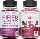 Nutrição Atlântida Gummies de Fibra Prebiótica Livre de Açúcar para Adultos 2-Pack (120 chicletes) + chicletes de magnésio - 770 MG Citrato de magnésio 60 chicletes