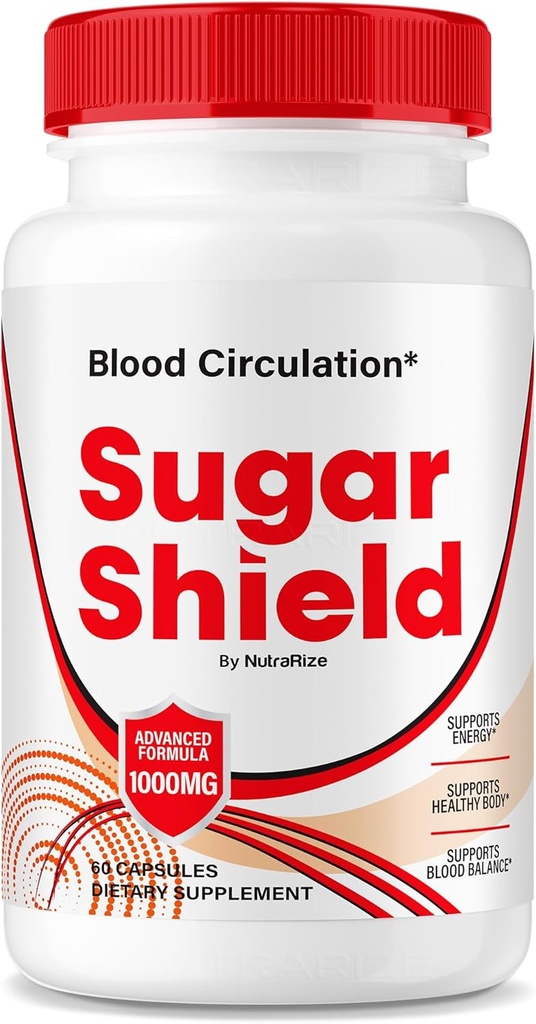 NutraRize Sugar Shield Blood Support Pills, Fórmula de força máxima, Cápsulas de escudo de açúcar, Complexo de mistura de sangue natural, Revisão de escudo de açúcar (60 Cápsulas)