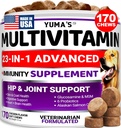 Cão Multivitamínico Mastigável com Glucosamina - Vitaminas e Suplementos Dog - 170 Doces - Senior & Puppy Multivitamínico para Cães - Hip & Apoio Conjunto - Saúde Imune, Pele, Coração, Digestão, Probióticos