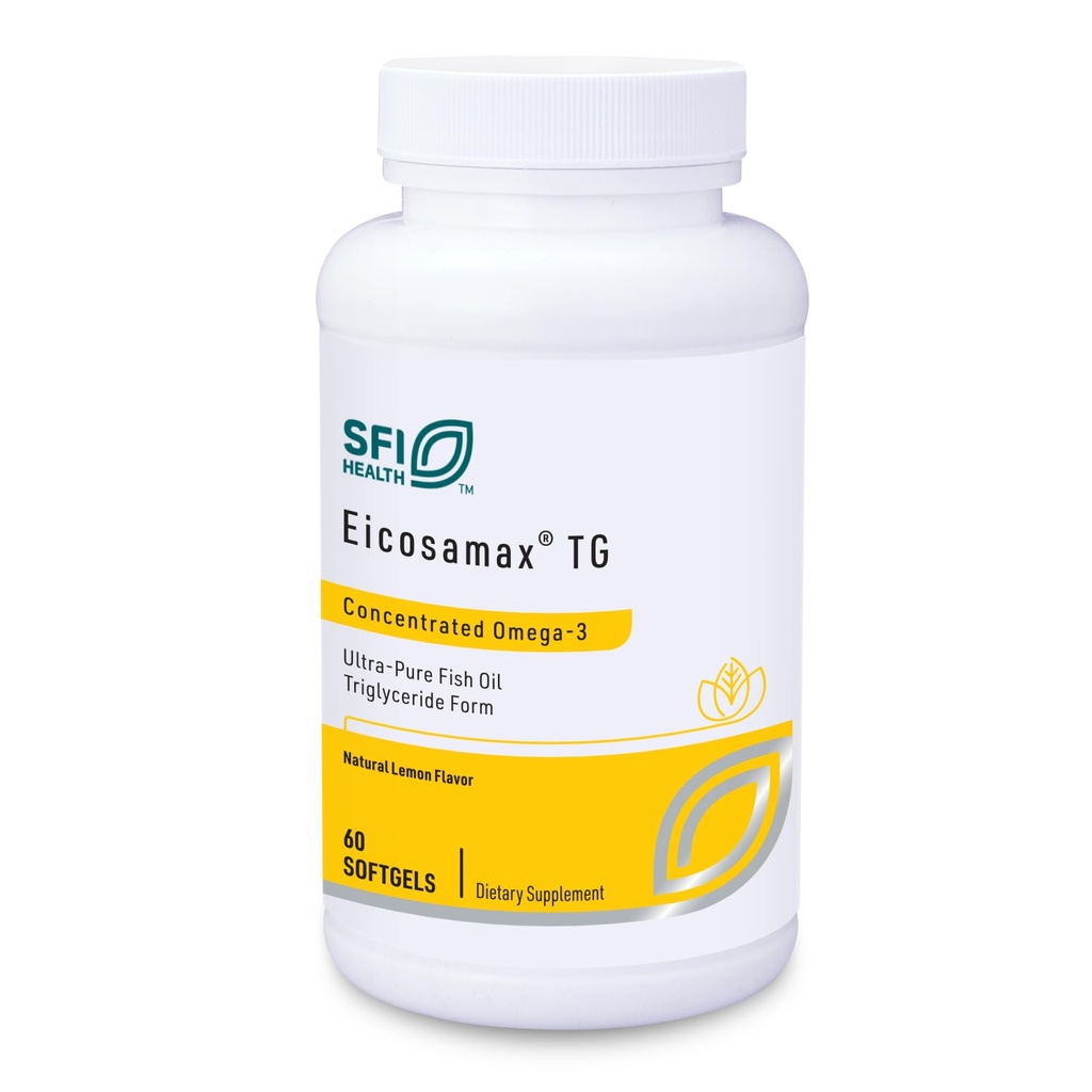 Klaire Labs SFI Health Eicosamax TG Fish Oil - Pílulas ultra puras de óleo de peixe Omega-3 com EPA / DHA - Fonte sustentável - sabor limão natural para nenhum arroto ou sabor de peixe (60 Softgels)