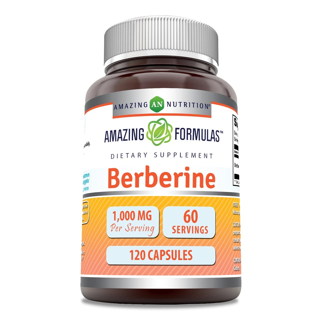 Fórmulas surpreendentes Berberine 1000mg Por Servindo 120 cápsulas Suplemento