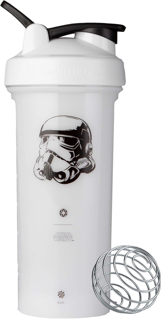 BlenderBottle Star Wars Shaker Garrafa Pro série perfeita para batidos de proteína e pré-treino, 28-ounce, Stormtrooper