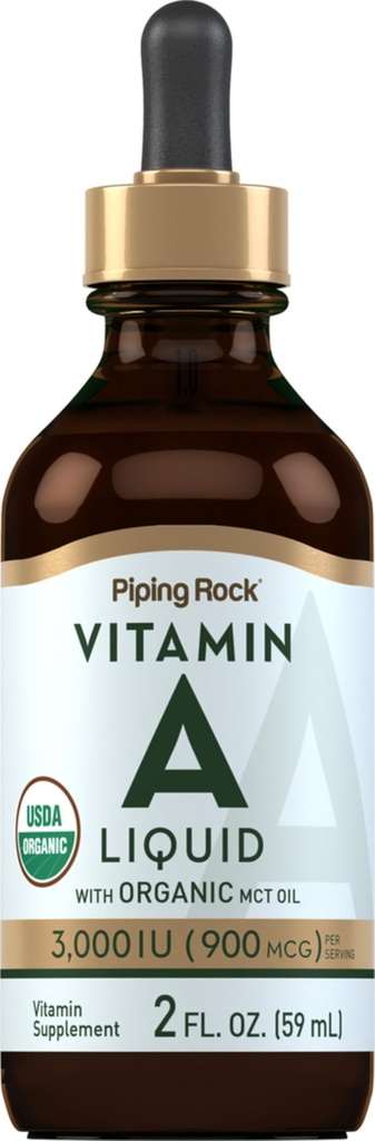 Piping Rock Vitamina A Líquido 2 fl oz Não-GMO, Suplemento sem glúten