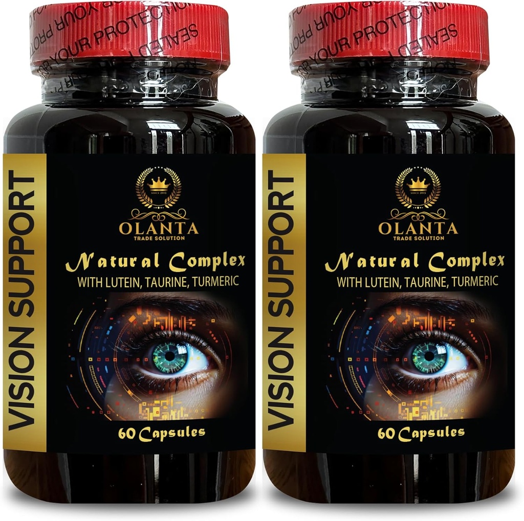 Vision Support Fórmula Natural - Suplementos de Luteína Orgânica - Suporte de Visão Natural com Beta-Caroteno e Antioxidantes - 2 Garrafas 120 Cápsulas